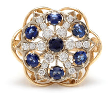 Load image into Gallery viewer, 7.50 Carats Exquisite Natural Blue Sapphire and Diamond 14K Solid White Gold Ring