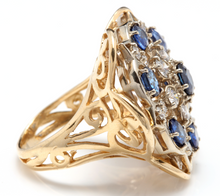 Load image into Gallery viewer, 7.50 Carats Exquisite Natural Blue Sapphire and Diamond 14K Solid White Gold Ring