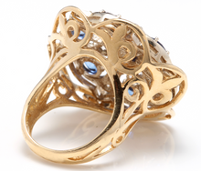 Load image into Gallery viewer, 7.50 Carats Exquisite Natural Blue Sapphire and Diamond 14K Solid White Gold Ring