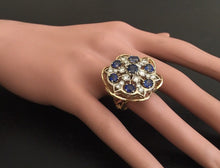 Load image into Gallery viewer, 7.50 Carats Exquisite Natural Blue Sapphire and Diamond 14K Solid White Gold Ring
