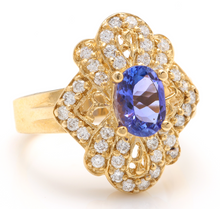 Load image into Gallery viewer, 2.25 Carats Natural Very Nice Looking Tanzanite and Diamond 14K Solid Yellow Gold Ring