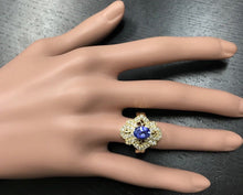 Load image into Gallery viewer, 2.25 Carats Natural Very Nice Looking Tanzanite and Diamond 14K Solid Yellow Gold Ring