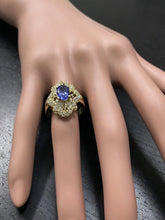 Load image into Gallery viewer, 2.25 Carats Natural Very Nice Looking Tanzanite and Diamond 14K Solid Yellow Gold Ring
