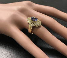 Load image into Gallery viewer, 2.25 Carats Natural Very Nice Looking Tanzanite and Diamond 14K Solid Yellow Gold Ring