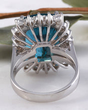Load image into Gallery viewer, 12.90 Carats Natural Impressive London Blue Topaz and Diamond 14K Yellow Gold Ring