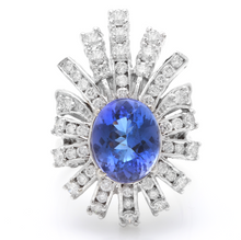 Load image into Gallery viewer, 7.00 Carats Natural Very Nice Looking Tanzanite and Diamond 14K Solid White Gold Ring
