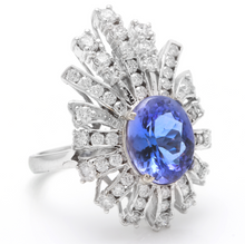 Load image into Gallery viewer, 7.00 Carats Natural Very Nice Looking Tanzanite and Diamond 14K Solid White Gold Ring