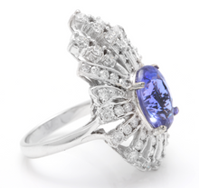 Load image into Gallery viewer, 7.00 Carats Natural Very Nice Looking Tanzanite and Diamond 14K Solid White Gold Ring