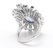 Load image into Gallery viewer, 7.00 Carats Natural Very Nice Looking Tanzanite and Diamond 14K Solid White Gold Ring