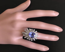 Load image into Gallery viewer, 7.00 Carats Natural Very Nice Looking Tanzanite and Diamond 14K Solid White Gold Ring