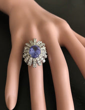 Load image into Gallery viewer, 7.00 Carats Natural Very Nice Looking Tanzanite and Diamond 14K Solid White Gold Ring
