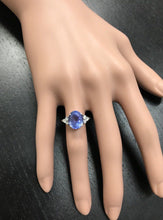 Load image into Gallery viewer, 3.55 Carats Natural Very Nice Looking Tanzanite and Diamond 14K Solid White Gold Ring