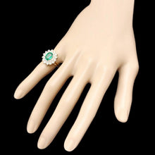 Load image into Gallery viewer, 3.50 Carats Natural Emerald and Diamond 14K Solid Yellow Gold Ring