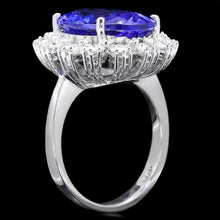 Load image into Gallery viewer, 9.80 Carats Natural Very Nice Looking Tanzanite and Diamond 14K Solid White Gold Ring