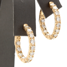Load image into Gallery viewer, Exquisite 3.50 Carats Natural Diamond 14K Solid Yellow Gold Hoop Earrings