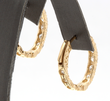 Load image into Gallery viewer, Exquisite 3.25 Carats Natural Diamond 14K Solid Yellow Gold Hoop Earrings