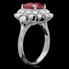 Load image into Gallery viewer, 4.10 Carats Natural Red Ruby and Diamond 14k Solid White Gold Ring