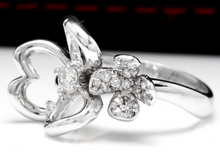 Load image into Gallery viewer, Splendid Natural Diamond 14K Solid White Gold Flower Ring