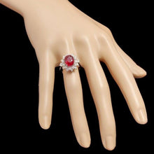 Load image into Gallery viewer, 4.10 Carats Natural Red Ruby and Diamond 14k Solid White Gold Ring