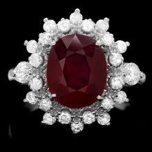 Load image into Gallery viewer, 4.10 Carats Natural Red Ruby and Diamond 14k Solid White Gold Ring