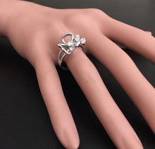 Load image into Gallery viewer, Splendid Natural Diamond 14K Solid White Gold Flower Ring