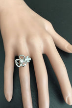 Load image into Gallery viewer, Splendid Natural Diamond 14K Solid White Gold Flower Ring