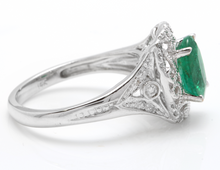 Load image into Gallery viewer, 1.70 Carats Natural Emerald and Diamond 14K Solid Yellow Gold Ring