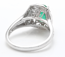 Load image into Gallery viewer, 1.70 Carats Natural Emerald and Diamond 14K Solid Yellow Gold Ring
