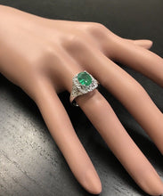 Load image into Gallery viewer, 1.70 Carats Natural Emerald and Diamond 14K Solid Yellow Gold Ring