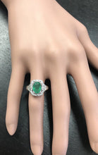 Load image into Gallery viewer, 1.70 Carats Natural Emerald and Diamond 14K Solid Yellow Gold Ring