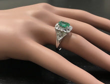 Load image into Gallery viewer, 1.70 Carats Natural Emerald and Diamond 14K Solid Yellow Gold Ring