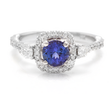 Load image into Gallery viewer, 1.60 Carats Natural Very Nice Looking Tanzanite and Diamond 14K Solid White Gold Ring
