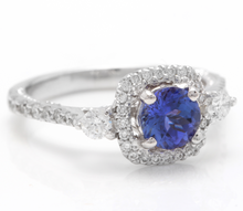 Load image into Gallery viewer, 1.60 Carats Natural Very Nice Looking Tanzanite and Diamond 14K Solid White Gold Ring
