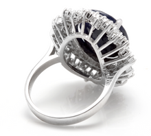 Load image into Gallery viewer, 13.50 Carats Exquisite Natural Blue Sapphire and Diamond 14K Solid White Gold Ring
