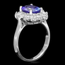 Load image into Gallery viewer, 3.35 Carats Natural Tanzanite and Diamond 14k Solid White Gold Ring