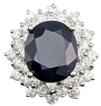 Load image into Gallery viewer, 9.30 Carats Natural Sapphire and Diamond 14k Solid White Gold Ring
