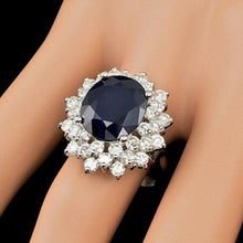 Load image into Gallery viewer, 9.30 Carats Natural Sapphire and Diamond 14k Solid White Gold Ring