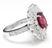 Load image into Gallery viewer, 4.25 Carats Natural Very Nice Looking Tourmaline and Diamond 14K Solid White Gold Ring