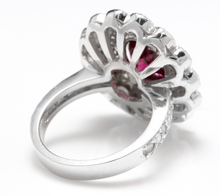 Load image into Gallery viewer, 4.25 Carats Natural Very Nice Looking Tourmaline and Diamond 14K Solid White Gold Ring