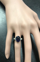 Load image into Gallery viewer, 5.75 Carats Exquisite Natural Blue Sapphire and Diamond 14K Solid Yellow Gold Ring