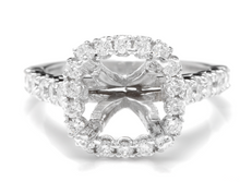 Load image into Gallery viewer, 1.25 Carats Exquisite Natural Diamond 14K Solid White Gold Semi-Mount Ring 9mm Center Stone