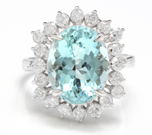 Load image into Gallery viewer, 6.85 Carats Impressive Natural Aquamarine and Diamond 14K White Gold Ring