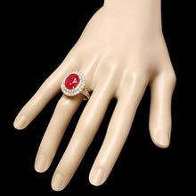 Load image into Gallery viewer, 9.70 Carats Natural Red Ruby and Diamond 14k Solid Yellow Gold Ring