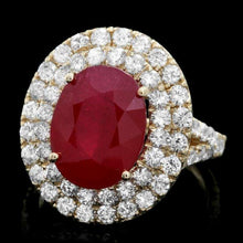 Load image into Gallery viewer, 9.70 Carats Natural Red Ruby and Diamond 14k Solid Yellow Gold Ring