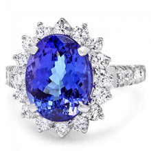 Load image into Gallery viewer, 5.60 Carats Natural Very Nice Looking Tanzanite and Diamond 14K Solid White Gold Ring