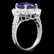 Load image into Gallery viewer, 5.60 Carats Natural Very Nice Looking Tanzanite and Diamond 14K Solid White Gold Ring