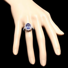 Load image into Gallery viewer, 5.60 Carats Natural Very Nice Looking Tanzanite and Diamond 14K Solid White Gold Ring