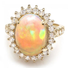 Load image into Gallery viewer, 6.05 Carats Natural Impressive Ethiopian Opal and Diamond 14K Solid Yellow Gold Ring