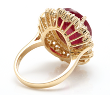 Load image into Gallery viewer, 17.60 Carats Impressive Red Ruby and Diamond 14K Yellow Gold Ring