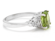 Load image into Gallery viewer, 2.70 Carats Natural Very Nice Looking Peridot and Diamond 14K Solid White Gold Ring